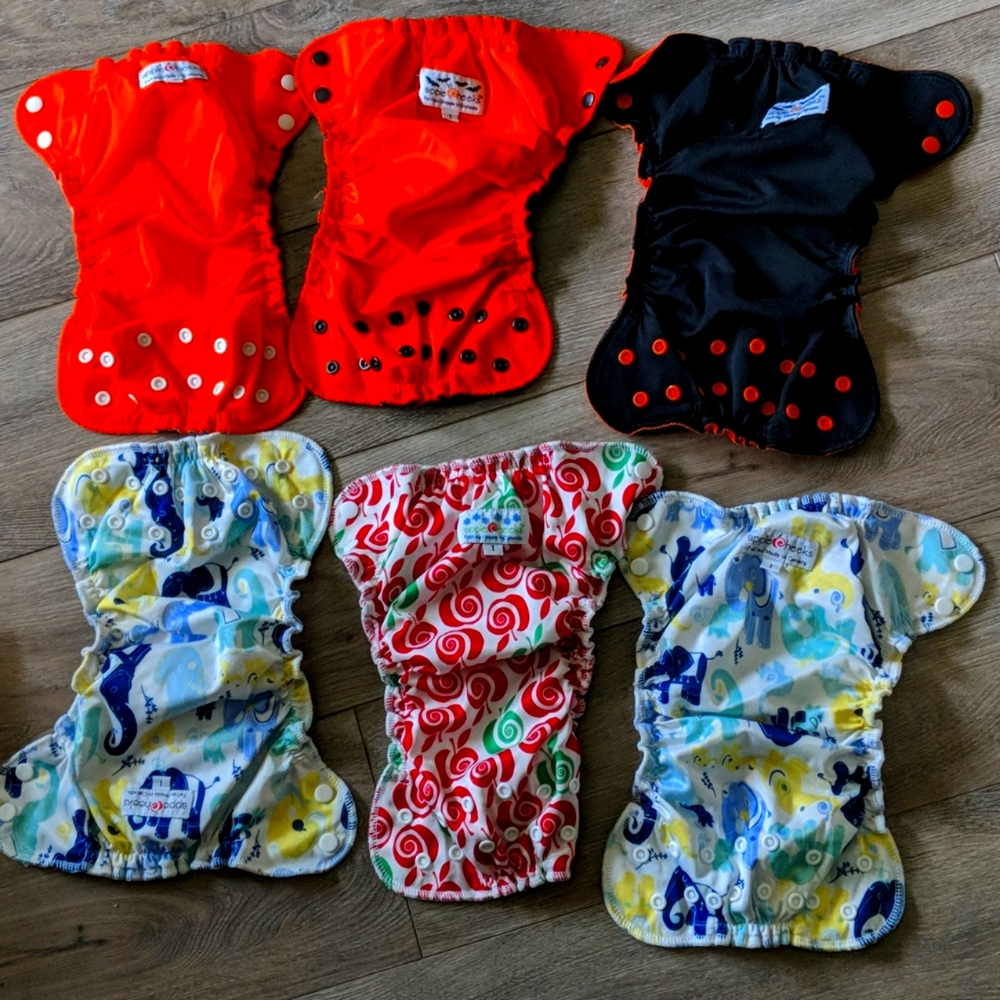 6 Apple Cheek cloth diapers